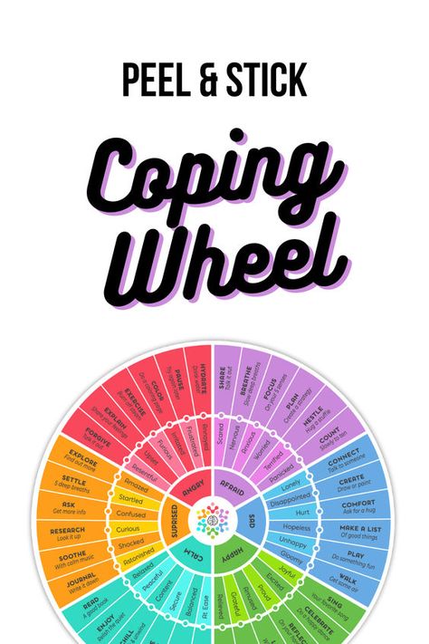 The Wheel breaks down 36 different emotions, divided into six categories. For each emotion there's a suggested coping strategy.   You'll learn how to recognize your feelings, find new ways to cope with stress and build your social and emotional skills. Coping Skills Wheel, Coping Wheel, Coping Skills Toolbox Ideas, Coping With Emotions, Bpd Disorder, Social Emotional Learning Games, Emotional Learning Activities, Teacher Tricks, Teaching Board