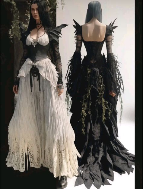 Dark Fae Dress, Vampire Prom Dress, Gothic Corset For Fantasy Events, Vampire Fit, Goth Gown Victorian, Steam Punk Outfits, Punk Wedding Dress, Vampirecore Outfits, Wedding Dresses Alternative