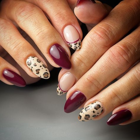 FALL CHEETAH 🍷🐆 @mariastrunk 😘 #salon #nailsalon #nails #nailinspo #nailtech #manicurist #nailart #naildesigns #nailsalon #cincinnati #cincynails #nailsofinstagram #nailsaloncincy #cincy #cincynailtech #cincinnatinails #gelx #gelxcincy #buildergel #madamglamgel #cosmetics #shortnails #almondnails #gelxnails #workwithme #nailtutorials #licensednailtech #naturalnails #fallnails #cheetahnails Burgundy Cheetah Print Nails, Fall Leapord Nails, Burgundy And Cheetah Nails, Burgundy And Leopard Nails, Cheetah Print Fall Nails, Burgundy Cheetah Nails, Fall Nails With Cheetah Print, Red Nails With Leopard Print, Nail Cheetah Print