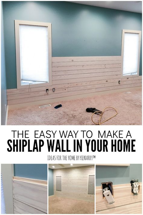 Love the look of white washed wood plank accent walls? Learn how to make a DIY shiplap wall to add rustic farmhouse style to your master bedroom, living room, bathroom, or any room! #plankwall #shiplap #kenarry #ideasforthehome Diy Shiplap Wall, Shiplap Bedroom, White Washed Wood, Floor Makeover, Shiplap Wall Diy, Shiplap Wall, Shiplap Accent Wall, Diy Shiplap, Diy Accent Wall