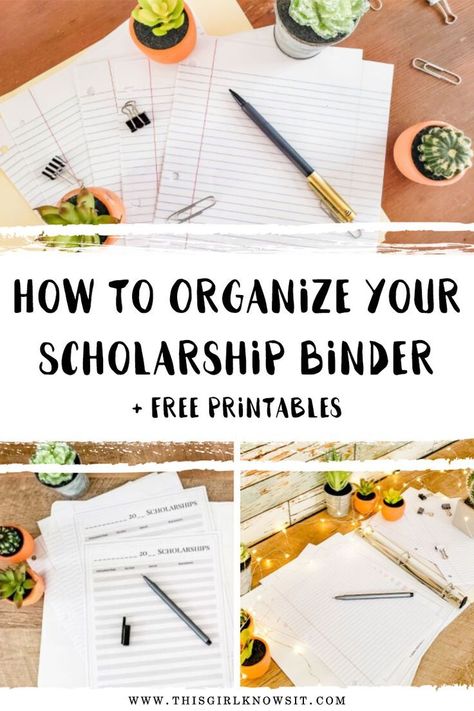 College is expensive, but it can become affordable with the help of college scholarships. Feeling overwhelmed while applying to scholarships? Check out this tutorial on how to create and organize a scholarship binder, plus free printables! #college #scholarship #scholarships #financial aid University Advice, College Binder, Adulting Tips, Girl College Dorms, Scholarships For College Students, School Lifestyle, Grants For College, College Club, School Scholarship