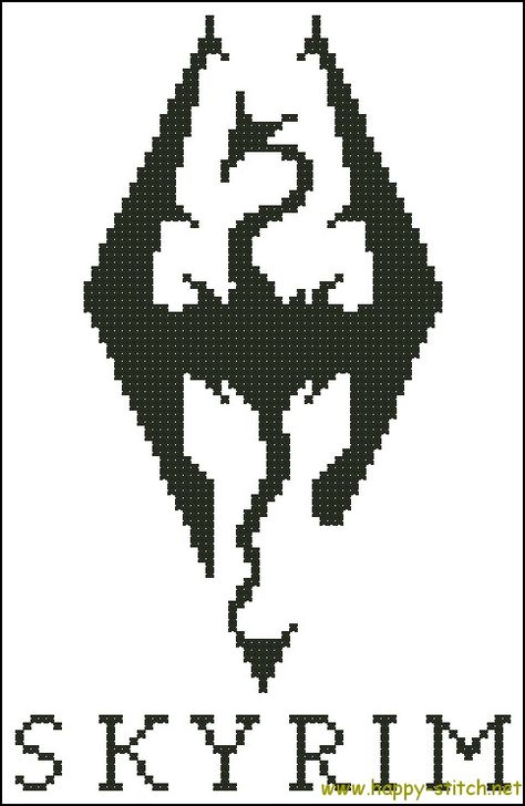 Skyrim Cross Stitch Pattern, Skyrim Embroidery, Skyrim Cross Stitch, Skyrim Pixel Art, Skyrim Party, Skyrim Logo, Cross Stitch Embroidery Patterns, Sewing Logo, Nerd Crafts