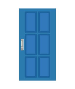 Blue closed front door. Isolated on a white background. Flat design. Vector illustration. #AD , #door, #Isolated, #front, #Blue, #closed Blue Door, Design Vector, A White Background, Flat Design, Tall Cabinet Storage, Front Door, White Background, Stock Vector, Vector Illustration