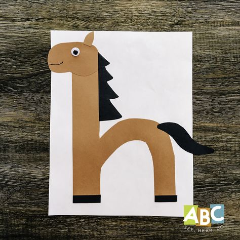 Letter O Week Preschool, Letter Hh Craft, H Is For Horse Craft, Lowercase H Craft, Lowercase G Craft, H Letter Craft, Alphabet Teaching Ideas, Letter H Crafts For Toddlers, H Preschool Crafts