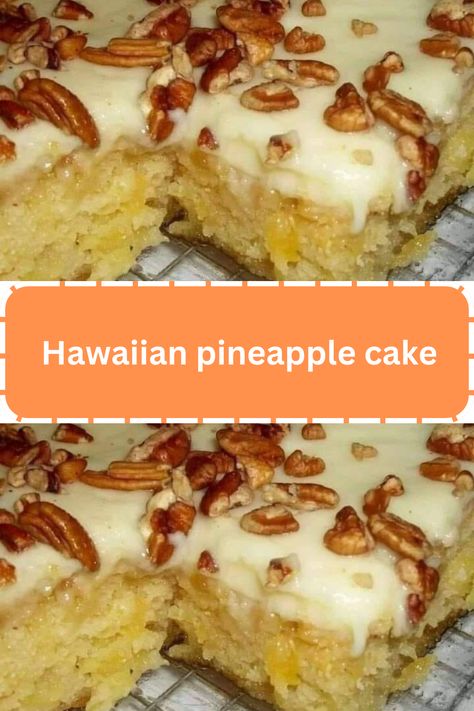 Hawaiian pineapple cake - WEEKNIGHT RECIPES Hawaiian Pineapple Cake, Turtle Bars, Pineapple Cake Recipe, Comfort Dinner, Weeknight Recipes, Walnut Cake, Pineapple Cake, Quick And Easy Recipes, Crushed Pineapple