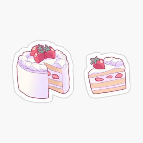 Cake Stickers | Redbubble Strawberry Cake Sticker, Cake Stickers Printable, Cake Sticker Design, Cute Cake Sticker, Cake Drawing Aesthetic, Stiker Cake, Cute Cake Drawing, Cute Aesthetic Stickers, Cake Printable