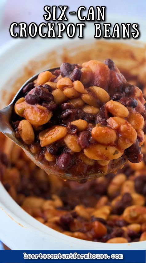 Crockpot Barbecue Beans Crockpot Calico Beans Recipe, Mixed Beans In Crockpot, Bean Medley Recipes, Soup Beans In Crock Pot, Barbeque Beans, Hobo Beans, Crockpot Beans, Beans Crockpot, Barbecue Beans