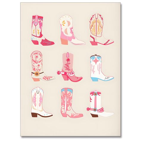 PRICES MAY VARY. 【🌼Trendy Wall Art Aesthetic Preppy Poster Print】 For our cowboy boot wall art sizes 12x16 Inches (30x40cm), 16x24 Inches (40x60cm), 24x36 Inches (60x90cm) Available in frameless and black frames, the versatile sizes all offer 【🌼Pink Cowgirl Boots vintage Posters】Elevate your room with the vintage wall decor, featuring trendy Room Aesthetic headlines style and a retro aestheti cartistic conception,make your room unique and amazing, perfect for Preppy-themed rooms. 【🌼 Durable & Cowgirl Boot Aesthetic, Preppy Cowgirl Boots, Cowgirl Boot Art, Cowgirl Bedroom Decor, Cowgirl Boots Aesthetic, Boot Aesthetic, Cowgirl Boots Print, Western Wallpapers, Pink Wall Art Prints