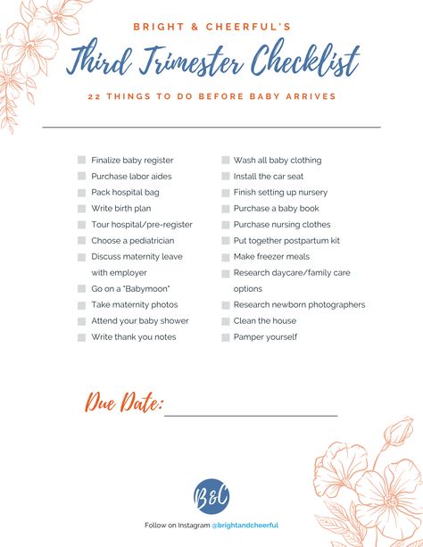 Checklist Before Baby Arrives, What To Do Before Baby Arrives, To Do List Before Baby Arrives, Nesting Checklist Before Baby, Things To Do Before Baby Arrives, Before Baby Arrives Checklist, To Do Before Baby Arrives, Trimester Checklist, Third Trimester Checklist