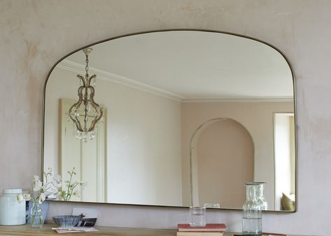 Mirror Above Fireplace Mantle, Mirror Over Fireplace, Mirror Above Fireplace, Wide Mirror, Arched Wall Mirror, Curved Mirror, Arched Wall, Mantle Mirror, Round Footstool