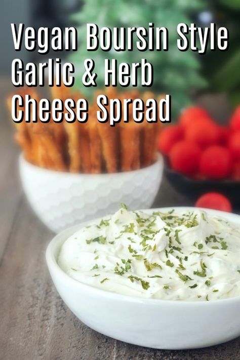 Boursin Dairy Free Cheese Recipes, Wfpb Appetizers, Vegan Boursin, Boursin Appetizers, Cheese Spread Recipes, Vegan Apps, Vegan Dips, Vegan Party, Boursin Cheese