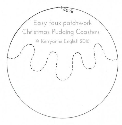 Christmas Pudding Coaster template by Shabby Art Boutique Felt Coasters Free Pattern, Christmas Applique Patterns Templates, Felt Christmas Coasters Free Pattern, Christmas Bauble Template Printable, Felt Christmas Pudding, Christmas Applique Templates Free Clip Art, Christmas Felt Coasters, Coaster Template, Christmas Applique Patterns