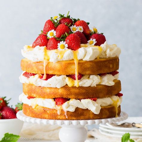 The Loopy Whisk, Cake With Fresh Strawberries, Loopy Whisk, Gluten Free Lemon Cake, Strawberry Lemon Cake, Strawberry Lemonade Cake, Lemonade Cake, Cake Summer