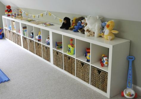 Feeling overwhelmed by toys around the house? We have 10 great hacks for parents to organise toys to simplify and organise the family chaos! Ikea Playroom Storage, Bedside Shelves, Playroom Storage Ideas, Ikea Playroom, Bedside Units, Ikea Crafts, Ikea Expedit, Playroom Storage, Playroom Organization