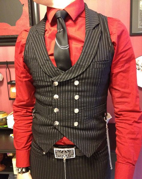 Alternative Prom, Bartender Outfit, Waistcoat Outfit, Gothic Glamour, Wedding Waistcoats, Gala Outfit, Goth Style, Cyberpunk Fashion, Fashion Suits For Men