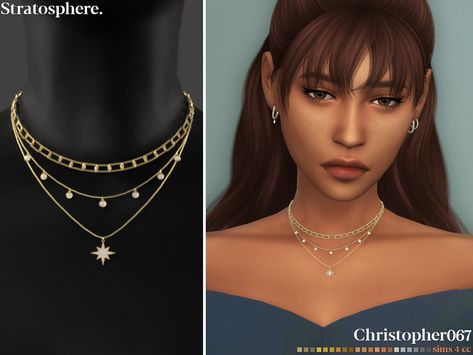 The Sims Resource - Stratosphere Necklace Sims 4 Piercings, Hair Earrings, Pelo Sims, Free Sims 4, Sims 4 Cc Makeup, Sims 4 Dresses, Sims Four, Sims4 Clothes, Sims 4 Mods Clothes