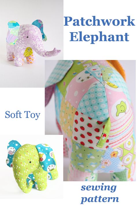 Fabric Elephant Pattern Free, Patch Work Stuffed Animals, Elephant Soft Toy Pattern, Patchwork Toys Free Patterns, Elephant Sewing Patterns Free Printable, Elephant Plush Pattern, Patchwork Elephant Pattern Free, Elephant Sewing Pattern Free Stuffed Toy, Elephant Patterns Free Printable Sewing