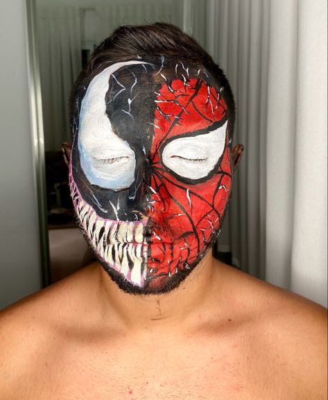 Instagram : makeup_batel.z
TikTok: zelta_batel Venom Face Paint Easy, Diy Halloween Boys, Venom Face Paint, Spider Man Makeup, Spiderman Face Paint, Venom Makeup, Spider Man Face Paint, Spiderman Makeup, Spider Man And Venom