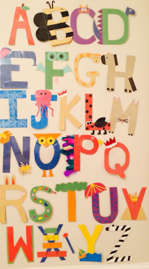 I made an alphabet for my lovely class (what else are school holidays for?) Preschool Letter Crafts, Alphabet Activities Kindergarten, Alphabet Crafts Preschool, Abc Crafts, Alphabet Letter Crafts, Homeschool Preschool Activities, Kindergarten Learning Activities, Alphabet Crafts, Preschool Arts And Crafts