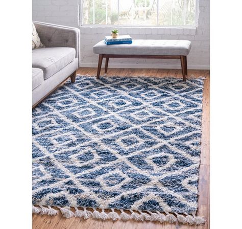 Moroccan Rugs | Rugs.ca Rugs With Blue, Simple Geometric Pattern, Blue Couches, Braided Jute Rug, Turkey Design, Bed In Living Room, Dining Room Office, Unique Loom, Shag Area Rug