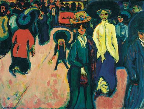 Ernst Ludwig Kirchner, Street, Dresden, 1908 (dated 1907), Oil on canvas, (die Brücke/The Bridge) Ernst Kirchner, George Grosz, Ludwig Kirchner, Ernst Ludwig Kirchner, Expressionist Artists, German Expressionism, Amedeo Modigliani, On Canvas, Expressionist Art