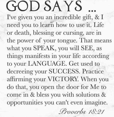 Proverbs 18:21 #gift #power The Power Of The Tongue, Power Of The Tongue, Attracting Wealth, Wealth And Abundance, Money Manifestation, A Course In Miracles, Manifesting Wealth, Become Wealthy, The Tongue