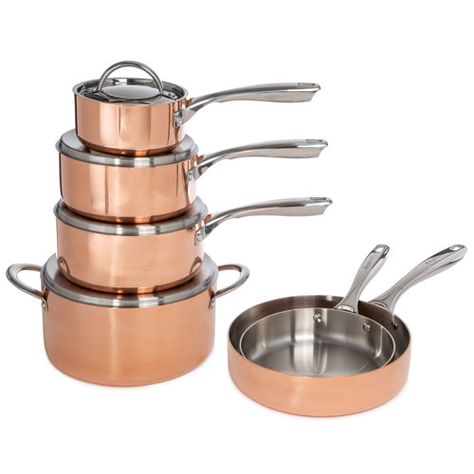 BergHOFF BergHOFF International 10 Piece Copper Cookware Set, Hammered | Wayfair Cottage Core Kitchen Ideas, Minecraft Kitchens, Copper Cookware Set, Cottage Core Kitchen, Stainless Steel Cookware Set, Country Cottage Interiors, Cookware Set Stainless Steel, Charming Kitchen, Copper Cookware