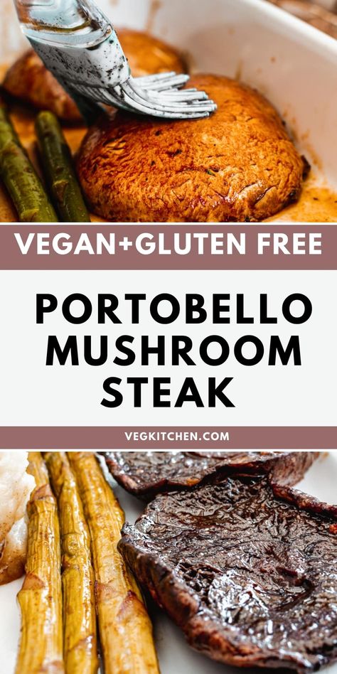 Baked Portobello Mushroom, Mushroom Steak Vegan, Portabella Mushroom Steak, Fwfl Recipes, Baked Portabella Mushrooms, Portabella Steak, Vegan Steak Recipe, Portobello Steaks, Recipes Mushrooms