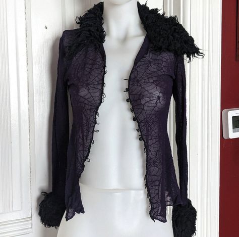 Goth Cardigan, 1990s Goth, Scorpio Black, Goth 2000s, Winter Goth, 2000s Goth, Digital Wardrobe, Fur Cardigan, Goth Clothing