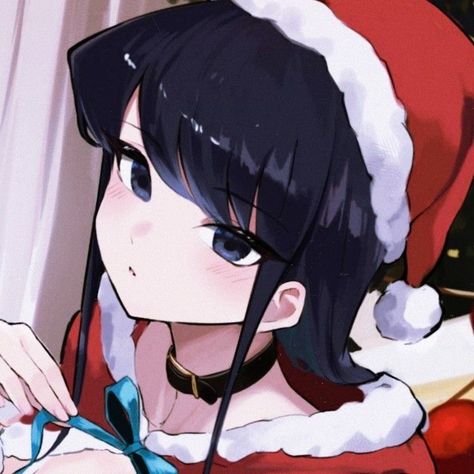 Komi Christmas, Anime Christmas Icons Aesthetic, Christmas Pfp Aesthetic Anime, Anime Christmas Icon, Christmas Girl Pfp, Christmas Pfp Girl, Christmas Anime Pfp Aesthetic, Anime Pfp Christmas, Christmas Icon Aesthetic