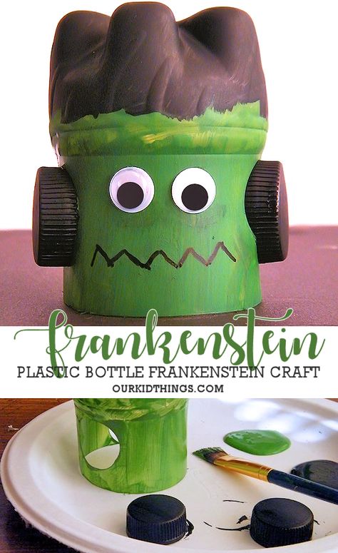 School Halloween Decorations, Frankenstein Craft, Water Bottle Crafts, Recycled Decor, Tire Art, Monster Craft, Craft Halloween, Homemade Halloween Decorations, Fun Halloween Crafts