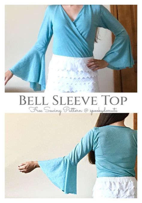 This Pin was discovered by Sewing Patterns. Discover (and save!) your own Pins on Pinterest. Bell Sleeve Top Sewing Pattern, Diy Bell Sleeve Top, Bell Sleeve Top Pattern, Bell Sleeves Pattern, Flare Sleeves Pattern, Fabric Art Diy, 50s Inspired Dress, Bell Sleeve Pattern, Fabric Sewing Patterns