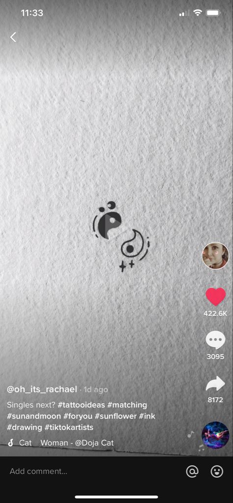 Small Yin Yang Tattoo Ideas, Small Tattoos Ideas, Yin Yang Tattoo, Celestial Tattoo, Yang Tattoo, Yin Yang Tattoos, Owl Tattoo, Manifesting Money, Art Drawings Sketches Creative