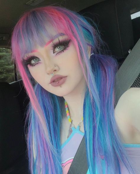 Missing summer time 💖 Colors in my hair are from @iroirocolors you can save at checkout using code Possumchic 🩵 their Colors are so… | Instagram Pink Hair Blue Highlights, Pink Blue And Black Hair, Aqua Highlights, Ghost Hair Dye, Dark Blue And Pink Hair, Exotic Hair, Alternative Hair Dye Ideas, Hair Colouring, 2020 Hair Trends