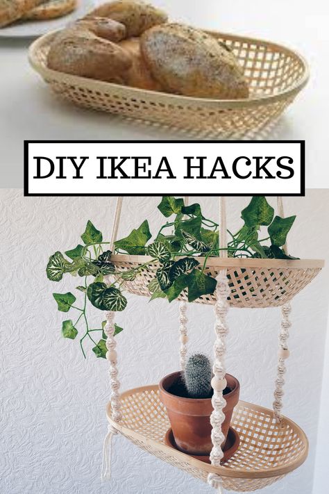 My first IKEA hack turned out brilliant. I create this beautiful Macrame hanging baskets out of KLYFTA baskets. Very easy to make as I have only used one kind of the Macrame knot. I have paid £3 for each basket and think this is such a affordable project to do. For more detail how to create this DIY Macrame hanging basket check out my YouTube video. #ikeahack #diyikeahacks #diymacrame #diymacramebasket #baskethomedecor #hanginghomedecor Macrame Hanging Basket Pattern, Macrame Basket Hanger, Hanging Basket Macrame, Diy Macrame Hanging Basket, Macrame Hanging Planter Diy, Macrame Storage Ideas, Functional Macrame Projects, Rv Additions, Macrame Hacks