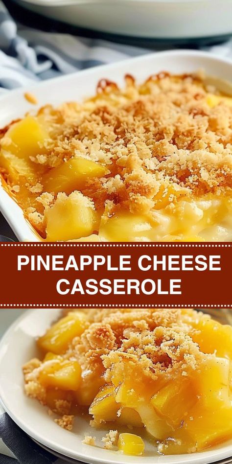 Try this delicious Pineapple Cheese Casserole recipe! A perfect blend of sweet and savory flavors with pineapple chunks, sharp cheddar cheese, and a crunchy Ritz cracker topping. Easy to make and perfect for any occasion, Hot Fruit Casserole, Pineapple Casserole With Ritz Crackers, Easy Pineapple Casserole Recipe, Baked Pineapple Casserole, Pineapple And Cheese, Pineapple Cheese Casserole, Pineapple Casserole Recipe, Ritz Cracker Topping, Lemon Lush Dessert