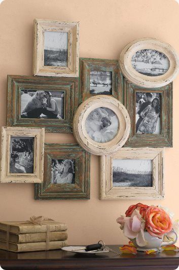 Cool cluster for master or living room wall Photos Wall, Diy Room Divider, Rustic Picture Frames, Rustic Pictures, Collage Frame, Framed Pictures, Frame Ideas, Craft Decor, Viria