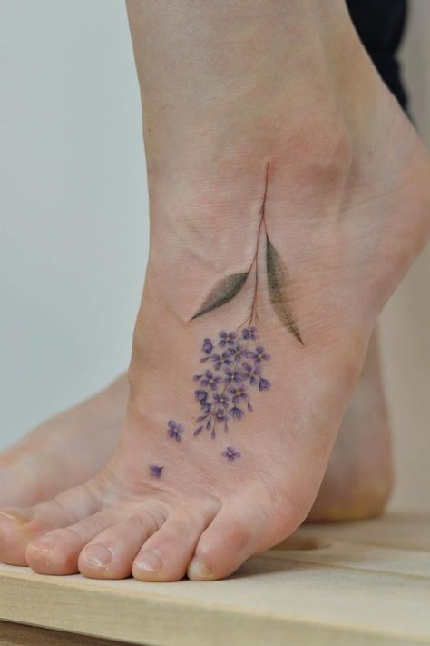 Beautiful Lilac Tattoos: Ideas, Designs, and Meanings Lilac Tattoo Design, Lilac Tattoos, Zach Bryan Tattoo, Lilac Tattoo, Magnolia Tattoo, Lilac Bushes, Ink Well, Just Ink, Diy Watercolor Painting