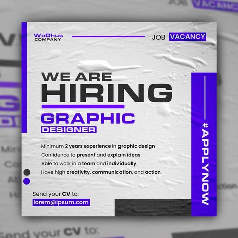 Vacancy Poster Design, Hiring Poster Design Ideas, We Are Hiring Design, Hiring Post Design, Internship Poster, Announcement Poster Layout, Hiring Poster Creative, Recruitment Poster Design Ideas, Designer Hiring Poster