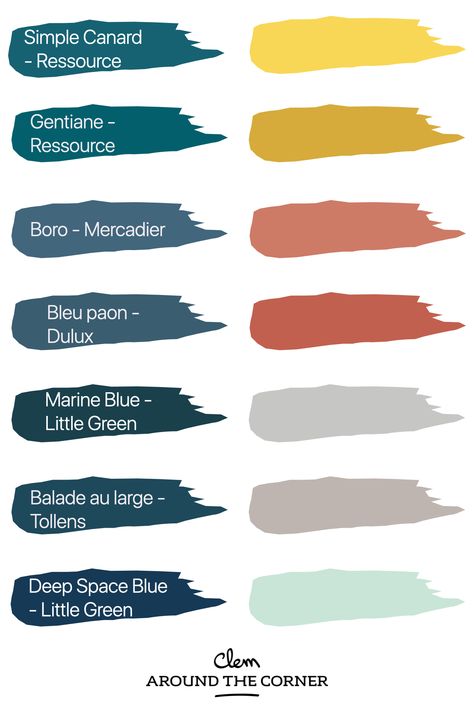 nuancier peinture bleu pétrole assortiment jaune gris taupe corail Les couleurs à absolument adopter pour une parfaite mise en valeur bleu pétrole dans notre déco Bohemian Deco, Love Stage, Land Art, Cabinet Design, Around The Corner, Summer House, Color Palette, Sweet Home, Garage