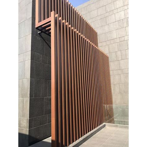 Image 7 of 20 from gallery of How to Design a Façade with AluProfile Vertical Profiles | Technowood. Technowood | AluProfile Wood Cladding Exterior, Apartments Exterior, Metal Columns, Cladding Design, Aluminium Cladding, Entrance Gates Design, Wall Exterior, House Front Design, Building Facade