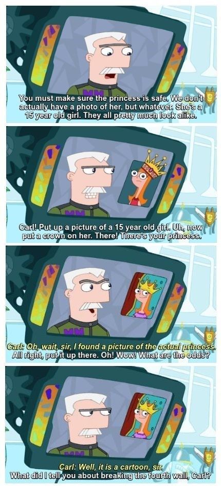 Dammit, Carl! Phineas And Ferb Memes, Breaking The 4th Wall, Cartoons Disney, Phineas E Ferb, Breaking The Fourth Wall, Phineas Y Ferb, Funny Disney, Dc Memes, Phineas And Ferb