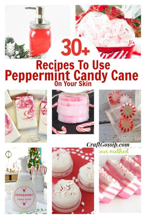 30 Candy Cane Peppermint Christmas Recipes For Your Body – Bath and Body Peppermint Soap Diy, Loofah Soap Diy, Peppermint Bath Salts, Peppermint Sugar Scrubs, Candy Candle, Christmas Candles Diy, Peppermint Soap, Handmade Soap Recipes, Body Craft