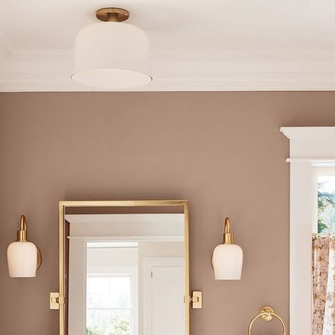 Dusty Rose Powder Room, Sw Redend Point Bathroom, Mauve Powder Room, Pink Powder Room Small Bathrooms, Light Pink Half Bath, Powder Room Terracotta, Redend Point Sw 9081, Sw 9081, Pink Terracotta Ppg Paints