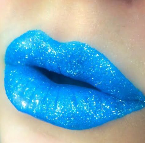 Blue Moon Glitter Best Lipstick Color, Lip Art Makeup, Drag Make-up, Blue Lipstick, Orange Lips, Blue Lips, Nice Lips, Lip Gloss Colors, Lipstick Art