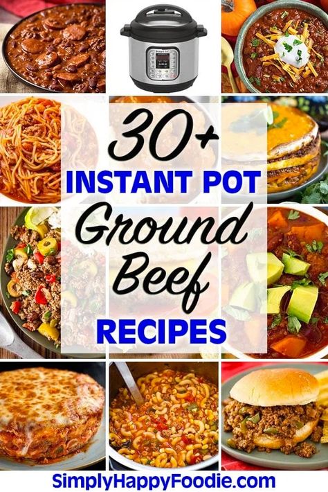 30+ Instant Pot Ground Beef Recipes - Simply Happy Foodie Instant Pot Ground Beef Recipes, Instant Pot Ground Beef, Beef Recipe Instant Pot, Ground Beef Stroganoff, Electric Pressure Cooker Recipes, Pot Recipes Easy, Best Instant Pot Recipe, Healthy Instant Pot Recipes, Instant Pot Recipes Chicken