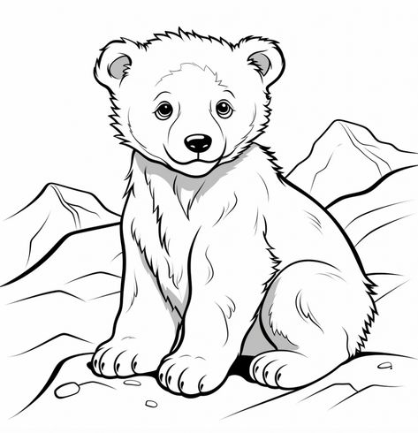 Bear Cub Drawing, Outline Pictures, Coloring Pictures For Kids, Animal Outline, Free Kids Coloring Pages, Growth Charts, Bear Coloring Pages, Cute Animal Illustration, Model Sheet