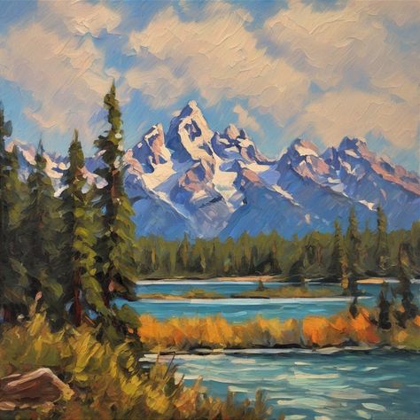 Made to Order Grand Teton Painting Lake Grand Teton Hiking Mountain Landscape Art National Park Wyoming Wall Art 6 by 6 or 8 by 8 inches 🏔️ original hand painted fine art  🏔️ title "Grand Teton National Park" 🏔️ size 6 х 6 or 8 x 8 inches 🏔️ materials: oil paints, panel cardboard, palette knife 🏔️ shipping: high-quality protective packaging with tracking number The original painting has been sold, but I will draw a similar painting for you in any size. The painting will have approximately t Montana Painting Ideas, Colorado Mountain Painting, Colorado Mountains Painting, Wyoming Painting, Mountain Range Drawing, Hiking Painting, Mountain Range Painting, Mountain Oil Painting, Mountain Landscape Art