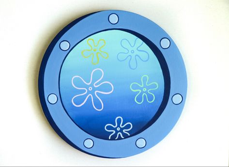 Porthole Painting, Spongebob Porthole, Spongebob Window Painting, Spongebob Window, Spongebob Painting Ideas, Art Spongebob, Etsy Paintings, Spongebob Drawings, Spongebob Painting