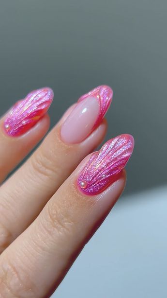 Hot Pink Mermaid Nails, Mermaid Pink Nails, Hoco Nails, Mermaid Magic, Mermaid Pink, Mermaid Tale, Mermaid Nails, Pink Mermaid, Pink Coral